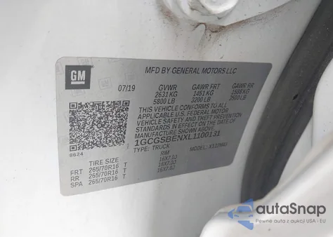 2020 Chevrolet Colorado 2Wd Short Box Wt из США, поврежденный, VIN 1GCGSBENXL1100131